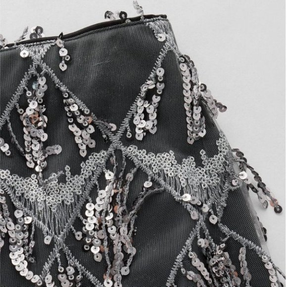 elegant party gray sequined fringe mini skirt - Picture 9 of 9